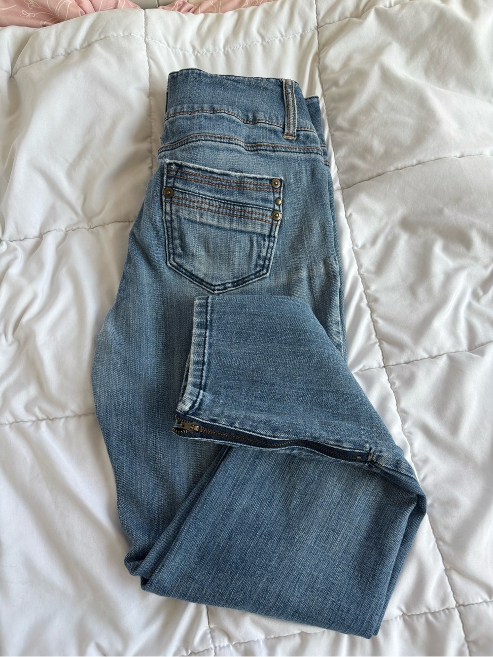 Apt. 9 Ankle Skinny Jeans Medium Wash Zip Hem Womens Size 6 Cropped Stretch